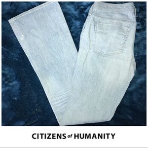 Light Blue Bleach Distress Low Rise Flare Jeans 32